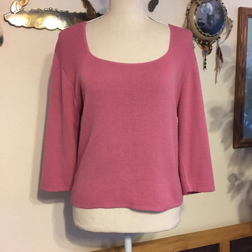 Vintage Ellemenno rose pink scoop neck sweater L